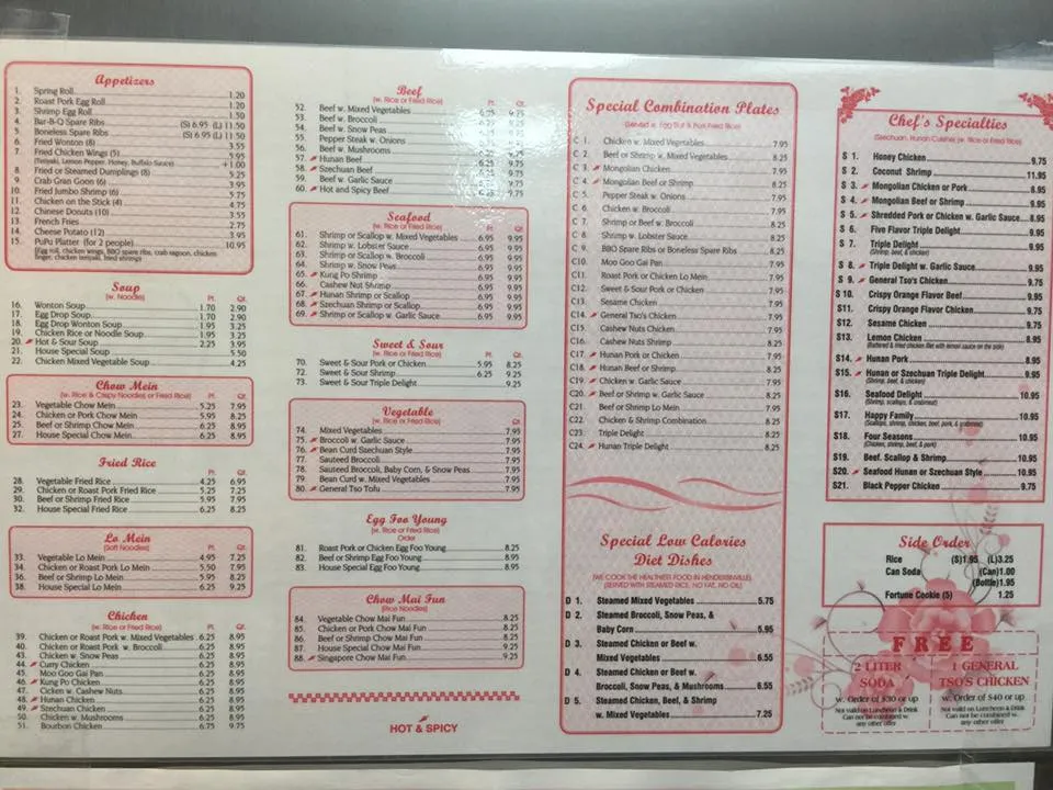 Ming Kitchen menu
