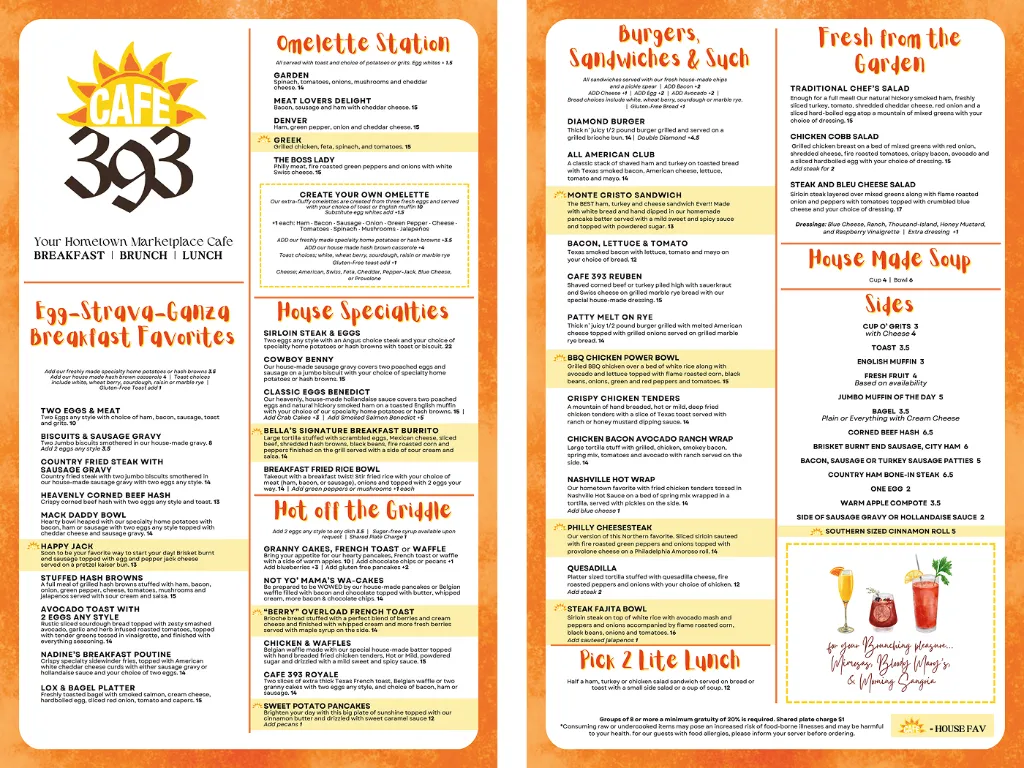 Cafe 393 menu