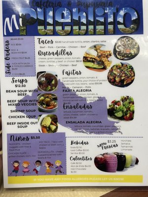 Mi Pueblito menu