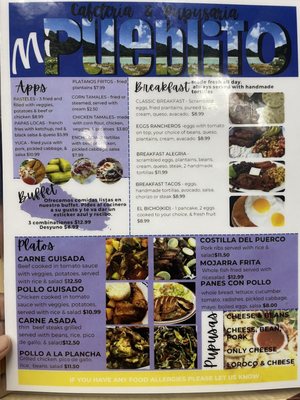 Mi Pueblito menu