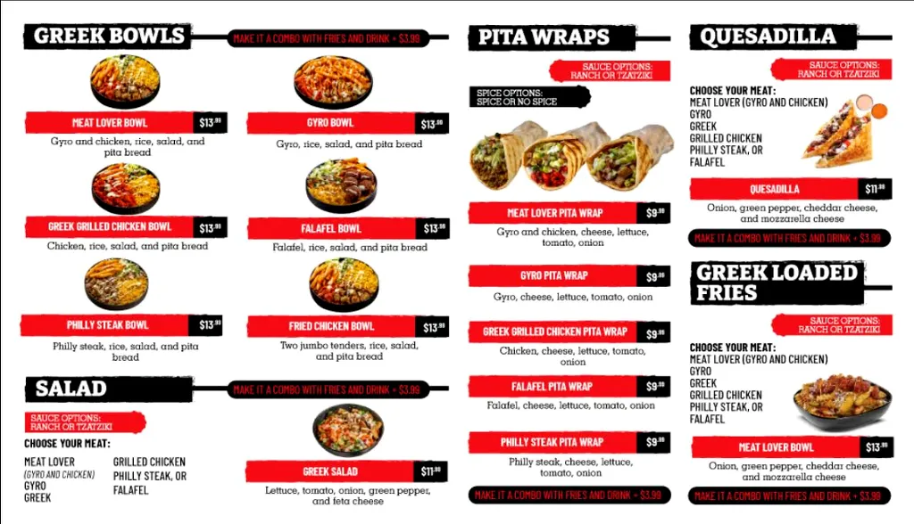 Nashville hot chicken & Gyro menu