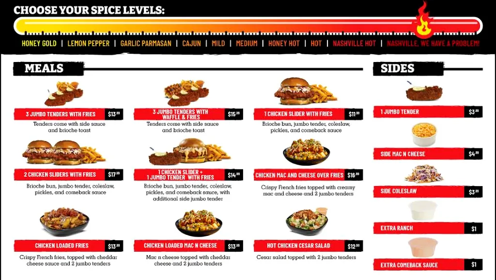 Nashville hot chicken & Gyro menu