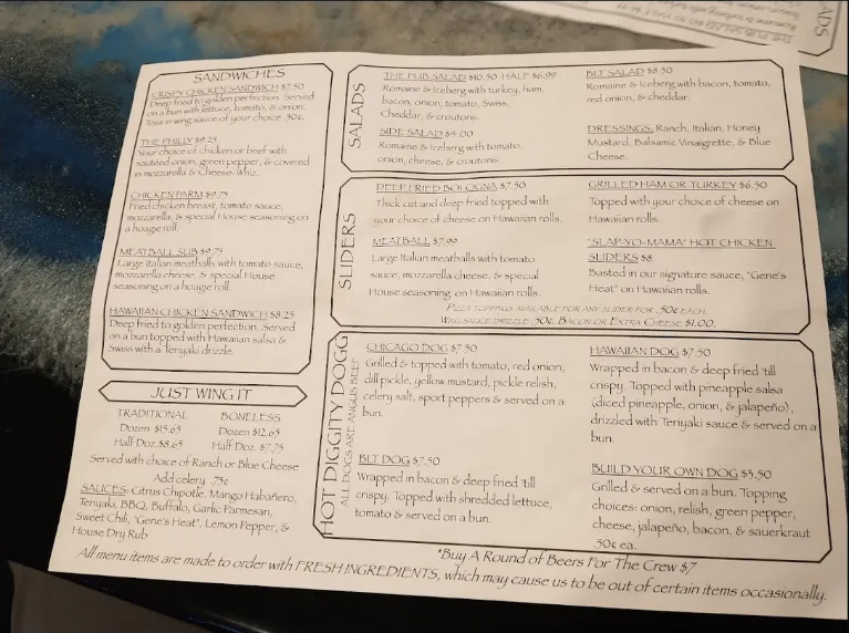 Main Street Pub & Eatery menu