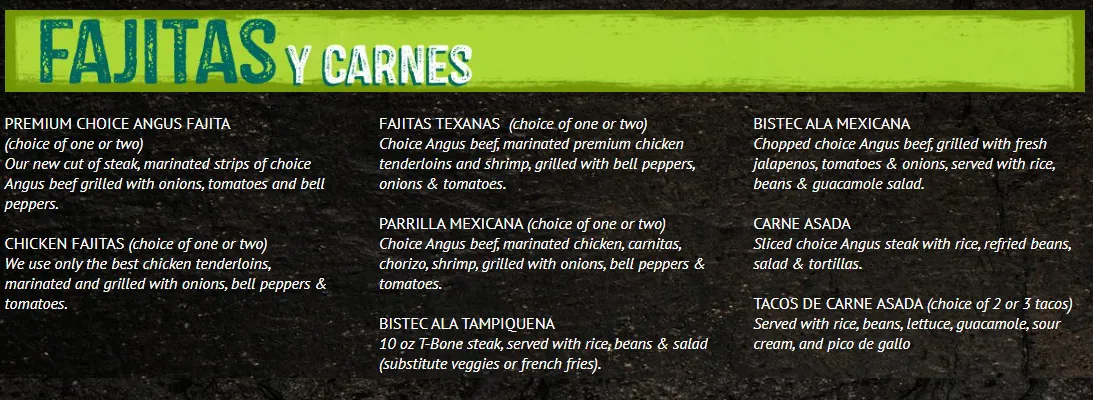 Cinco De Mayo Mexican Restaurant menu