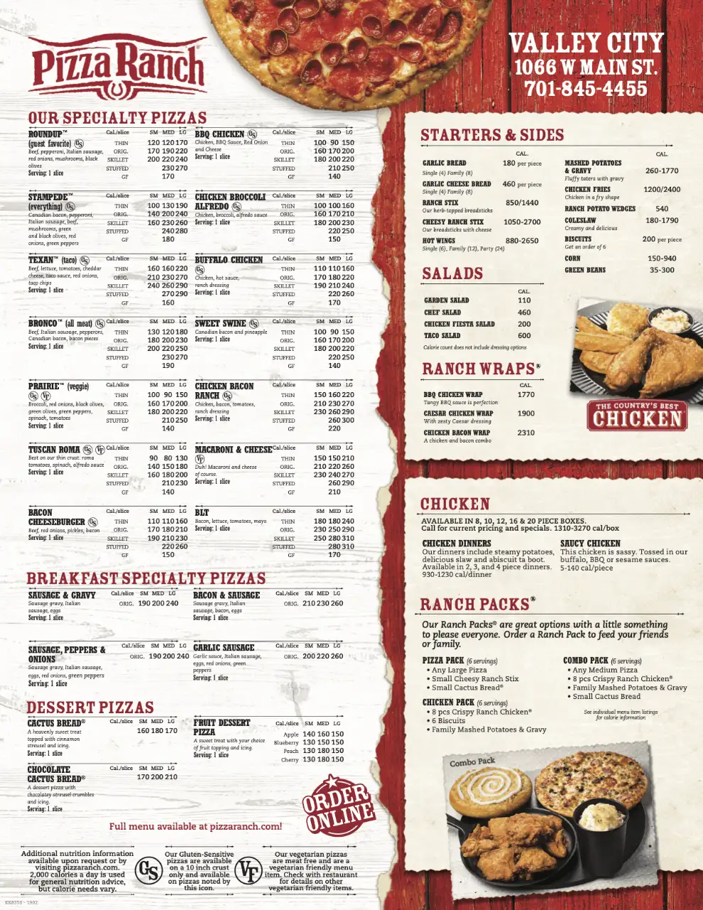 Pizza Ranch menu